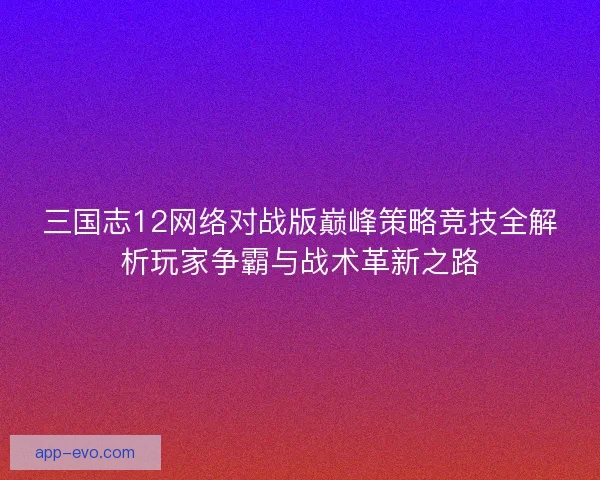 三国志12网络对战版巅峰策略竞技全解析玩家争霸与战术革新之路