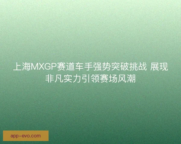上海MXGP赛道车手强势突破挑战 展现非凡实力引领赛场风潮
